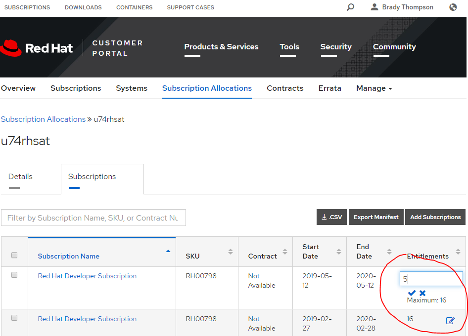 Satellite Subscription Screenshot
